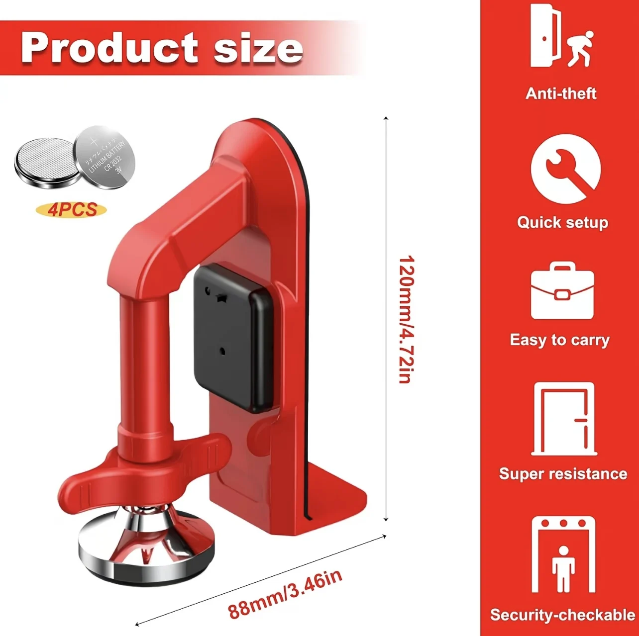 Door Stop Alarm - 1pc 휴대용 알람 도어 스토퍼 합금