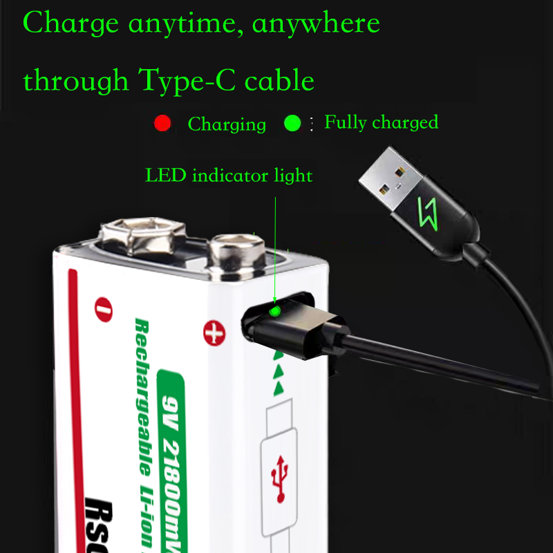 USB-C 충전식 9V 리튬 이온 배터리 21800mW - Smoke Detector Interconnected 리뷰 및 가격