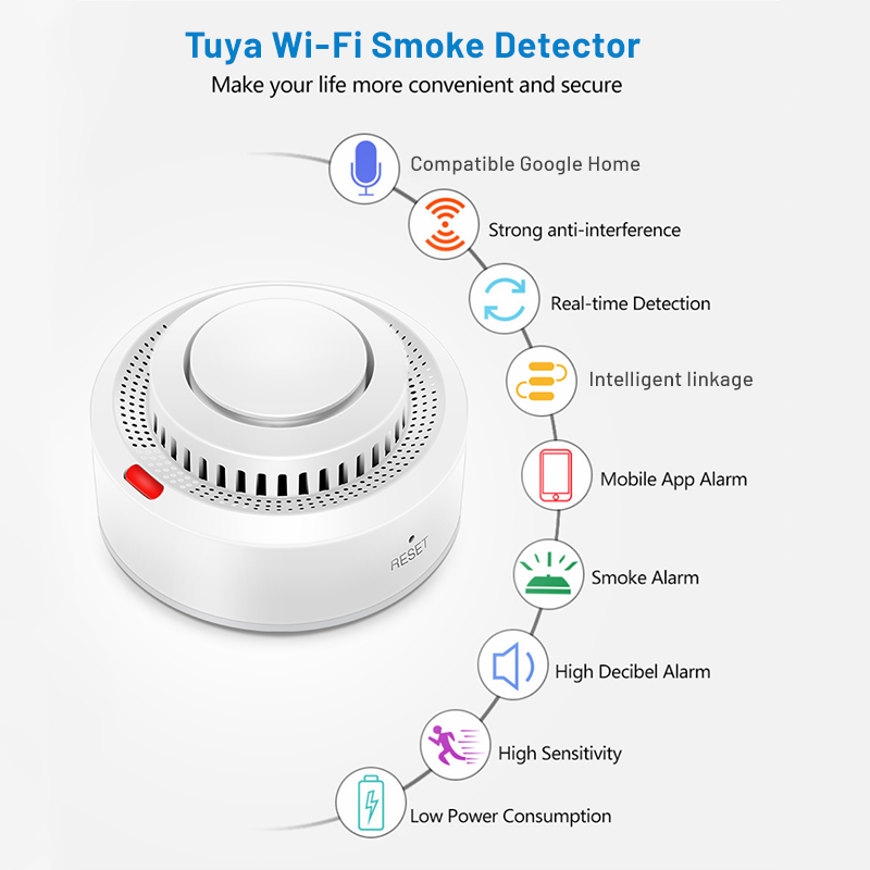 Tuya 스마트 WiFi 연기 감지기 화재 예방 연기  - Smoke Detector Interconnected 리뷰 및 가격