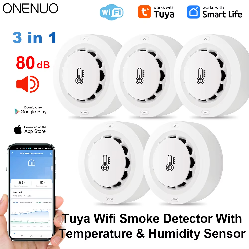 Tuya Wifi BT 2 연결 연기 감지기 온도 습도 - Smoke Detector Interconnected 리뷰 및 가격